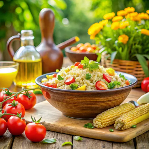 सब्जी से भरा मकई और क्विनोआ चाट